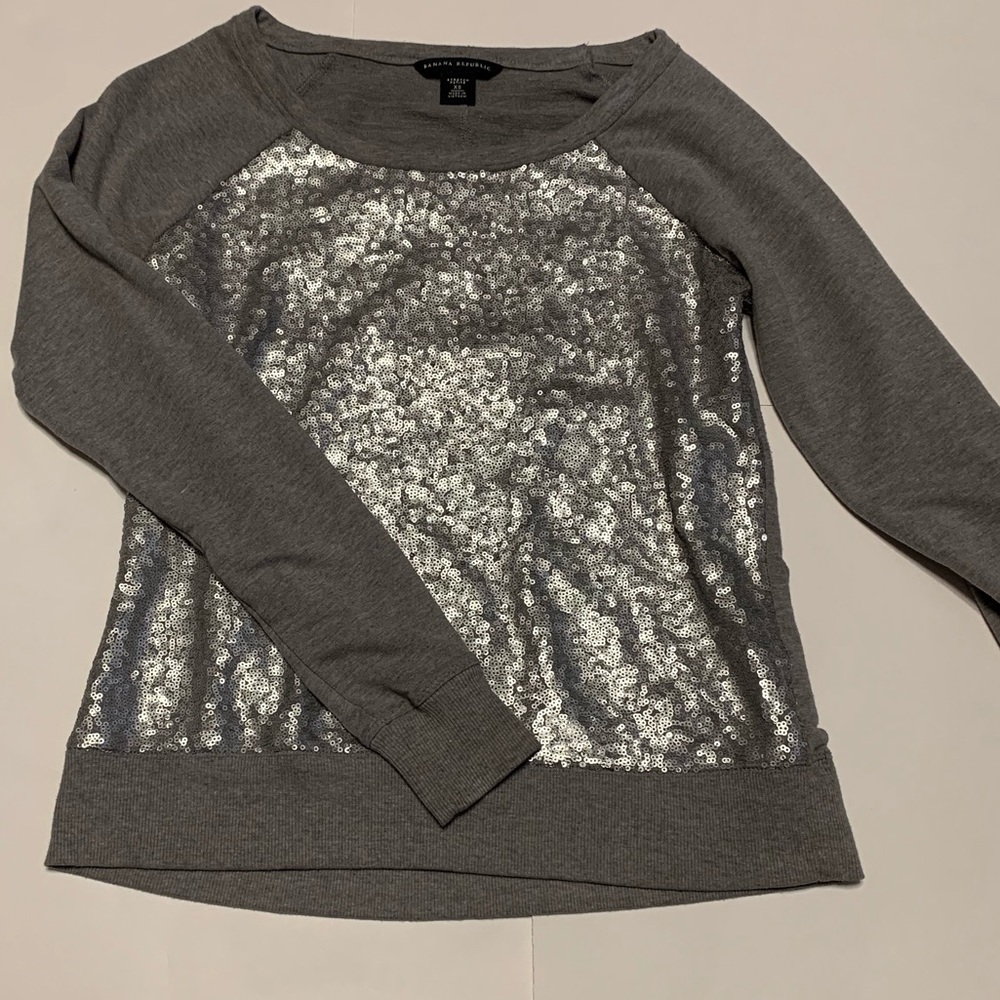 Banana Republic Grey Sequin XS Sweater